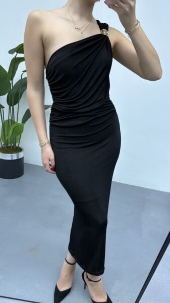 Tek Omuz Drapeli Elbise